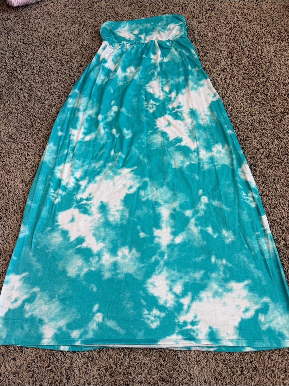 Maurices Turquoise and White Tie-Dye Maxi Skirt